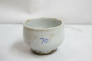 Old Korean Crazing White Crude Dirty Small Yi Dynasty Pottery Tea Bowl 70