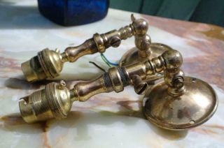Antique Victorian Brass Converted Gas Wall Lights,  R.  C.  G.  G.  Co Makers,  Salvaged