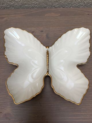 Lenox Ivory And Gold Porcelain Butterfly Shape Candy Dish