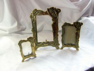 3 Art Nouveau Brass Photo Frame