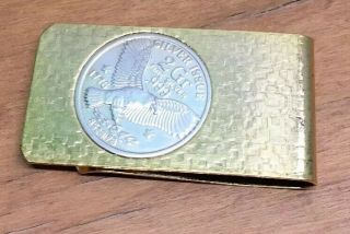 Antique Vintage Gold Filled Money Clip With 2 Gram Silver Coin 3