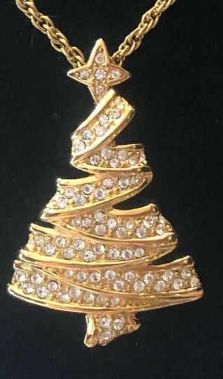 Swarovski Swan Signed Rockefeller Christmas Tree Pendant Necklace