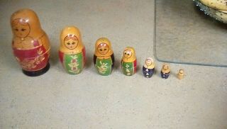 Vintage Russian Ussr Nesting Dolls Hand Painted Dolls 6pc Flowers