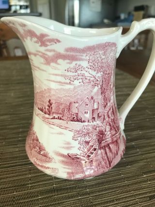 Alfred Meakin Tintern Pink Pitcher 14 Ounce Antique Transferware England Euc