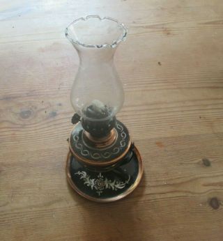 Vintage Retro Small Copper Oil Lamp,  Wall Mountable,  Stand Alone Or Hold.