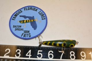 Old Early Wooden Dalton Special Darter Lure And Fatc Show Patch Florida Made