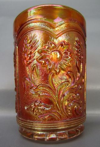 Imperial Fieldflower Dark Marigold Antique Carnival Glass Tumbler 3933