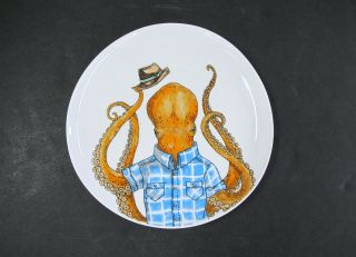 Rachel Kozlowski For West Elm Dapper Animals Octopus Plate 8 1/2 "