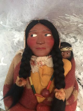 Vintage Skookum Bully Good Indian Doll Mother With Papoose Baby