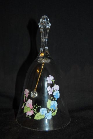 Vtg Avon Birthday Bell April Sweet Pea Flowers Lead Crystal No Box 1986