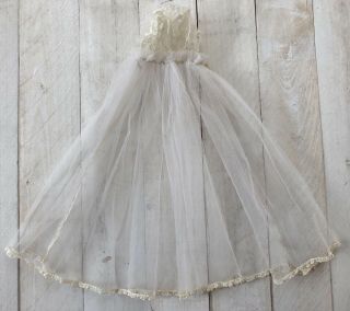 Vintage Antique Satin & Lace Wedding Bridal Dress Gown & Veil 20”,  21”,  22”? Doll 2