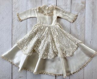 Vintage Antique Satin & Lace Wedding Bridal Dress Gown & Veil 20”,  21”,  22”? Doll 3