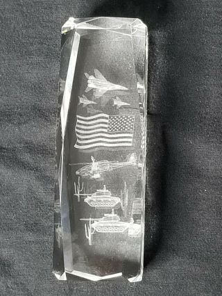 3d Laser Etched Glass Paperweight Military Tanks,  Helicopter,  Flag And Jets