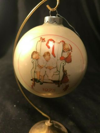 1975 Norman Rockwell Santa Hallmark Glass Christmas Ornament