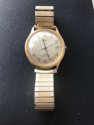 Vintage Timex Gold Silver Tone Automatic Men 