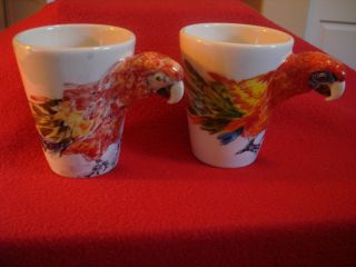 Colorful Blue Witch 3d Ceramic Parrot Handle Mugs