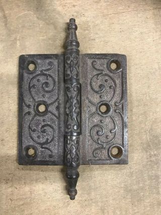 Antique Cast Iron Ornate Victorian Eastlake 3 1/2 X 3 1/2 Door Hinge Parts