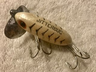 Fishing Lure Fred Arbogast 3/8oz Jitterbug Tuff Pearl 1st Gen Unmarked Lip Bait