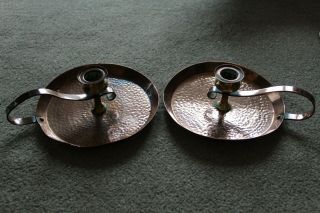 Antique Arts & Crafts Brass & Copper Chamber Sticks