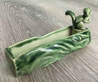 Green Wade England Squirrel On A Log Branch Tray? Holder? Planter?