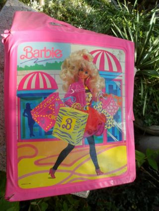 Vintage Mattel Barbie Pink Carrying Case Vinyl 1989 Doll Fashion Wardrobe Trunk