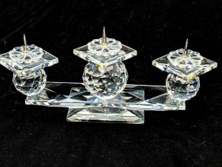 Swarovski Crystal Candle Holder Triple Three Spike Pin
