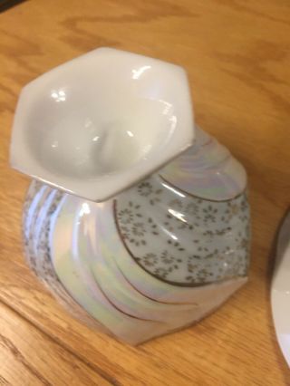 Vintage Tea Cup and Saucer Iridescent Mother of Pearl - look - No markings 3
