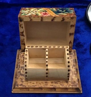 VINTAGE WOODEN HAND PAINTED & DECORATED STAMP BOX FROM SWITZERLAND 2