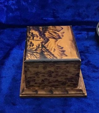 VINTAGE WOODEN HAND PAINTED & DECORATED STAMP BOX FROM SWITZERLAND 4