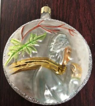 Vtg Large Christopher Radko Blown Glass Christmas Ornament Winter Scene 3 3/4”