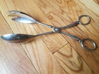 Vintage Scissor Salad Tongs Italy Silver Plated