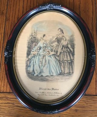 Antique Miroir Des Modes French Victorian Fashion Ladies Framed Litho Art Ibf Co