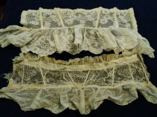 Antique Lace Scraps With Stays Unusual