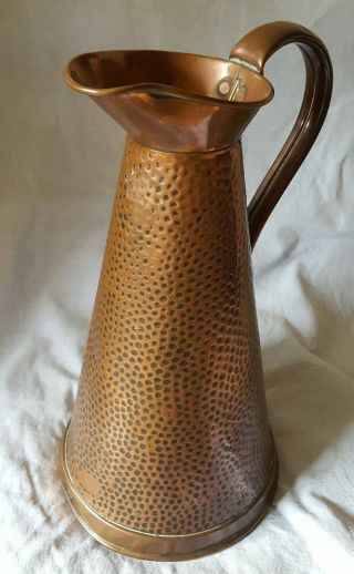 Antique Arts And Crafts Js&sb Copper Water Jug 3a 1900s 12 " Tall Collectable