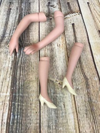 Vtg Porcelain Doll Slender Arms 4 1/4 Legs 4” Molded Shoes Parts Restore Repair