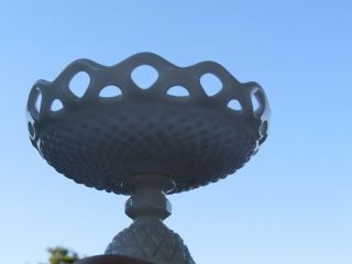 Antique ANCHOR HOCKING Old Colony Lace Edge Milk Glass Pedestal Fruit Bowl VFC 5
