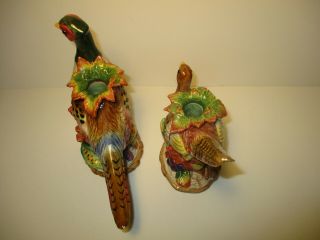 Fitz and Floyd Classics Autumn Bounty Pheasant Male & Female Candle Holders 2