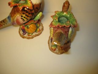 Fitz and Floyd Classics Autumn Bounty Pheasant Male & Female Candle Holders 5