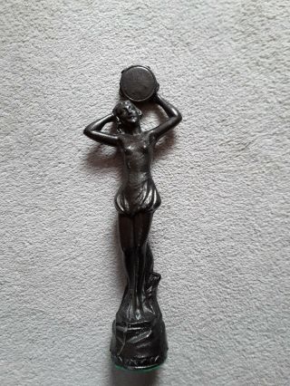 A Vintage Bronzed Spelter Figure Of A Girl With A Tambourine