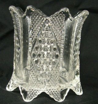 Antique Pressed Glass Footed Diamond Spoon Holder