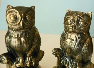 Vintage Owls 1974 Metal Brass S.  C.  C.  Owl Bookends Estate Find Pristine 8 - 3/4 