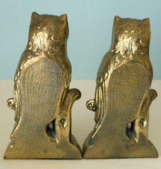 Vintage Owls 1974 Metal Brass S.  C.  C.  Owl Bookends Estate Find Pristine 8 - 3/4 