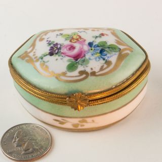 Hand Painted Limoges France / Rose Trinket Box / Signed Jeane / Very Old