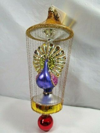 Christopher Radko " Peacock In Gilded Cage " Ornament