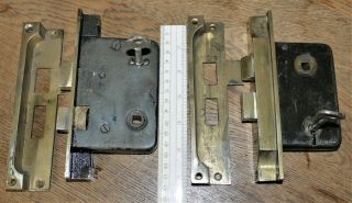 2 Vintage Door Locks And Catch Plate,