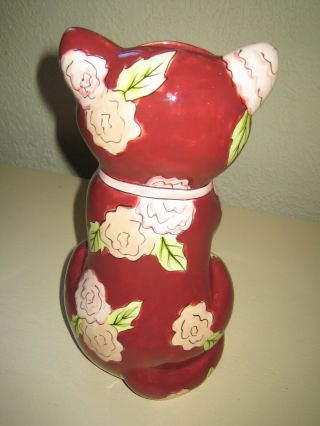 Ganz Bella Casa Raspberry Floral Ceramic 9” Kitty Cat Flower Vase Purrfect 4