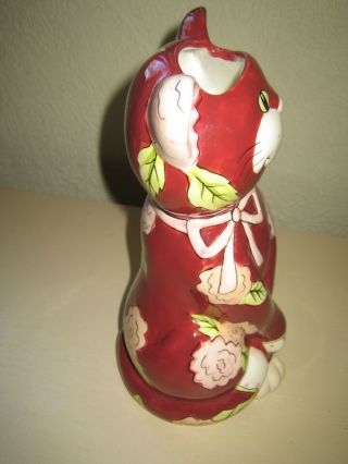 Ganz Bella Casa Raspberry Floral Ceramic 9” Kitty Cat Flower Vase Purrfect 5