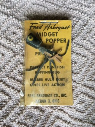 Vintage Fishing Lure Fred Arbogast Midget Hula Popper 1/32 Oz Package