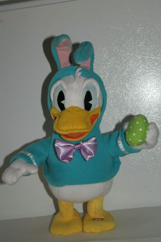 Hallmark Disney Donald Duck Easter Bunny Animated Toy Dancing Singing 15 " Plush