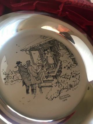 Franklin Sterling Silver 1975 Rockwell Christmas Plate Home For Christmas